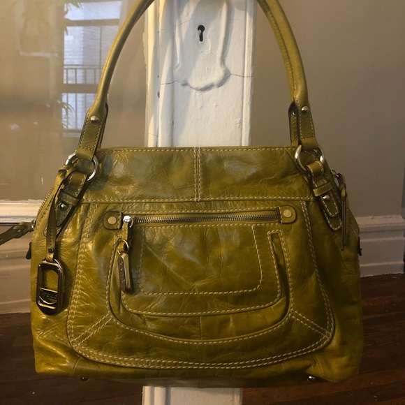 100% Leather Tignanello Bag -Deep Chartreuse Green - Picture 4 of 7